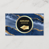 Navy Blue Agate Lawyer Officier van Justitie Gold  Visitekaartje (Voorkant)