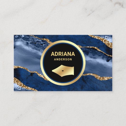 Navy Blue Agate Lawyer Officier van Justitie Gold  Visitekaartje (Voorkant)