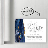 Navy Blue Agate Magnetische bruiloft Save the Date