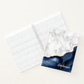 Navy Blue Agate Marble Gold Monogram Notitieboek (Binnen)