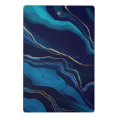 Navy Blue Agate Marble Gold Name en Monogram Cli Mini Klembord (Achterkant)