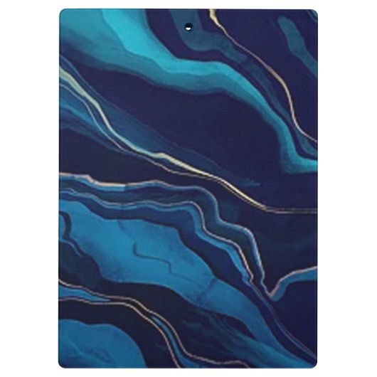 Navy Blue Agate Marble Gold Name en Monogram Klembord (Achterkant)