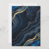 Navy Blue Agate Marmer Elegante Trouw Kaart (Achterkant)