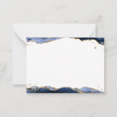 Navy Blue Agate Monogram Fancy Manuscript Gold Gli Notitiekaartje (Achterkant)