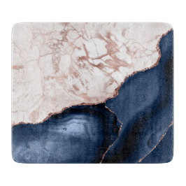 Navy Blue Agate Roos Gold Marble Snijplank