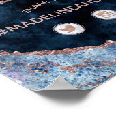 Navy Blue Agate Share the Love Wedding Social Sign Poster (Hoek)