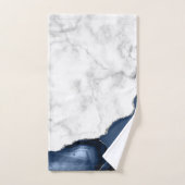 Navy Blue Agate Silver Glitter White Marble Bad Handdoek (Handdoek)