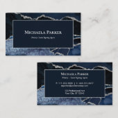 Navy Blue Agate Silver Professional Visitekaartje (Voorkant / Achterkant)