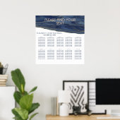 Navy blue agate simpele romantische elegant poster (Thuiskantoor)