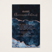 Navy Blue Agate Wedding Accommodations Insert Kaar Visitekaartje (Voorkant)