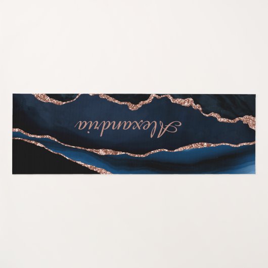 Navy Blue Agatre Aangepaste Naam Yoga Mat (Voorkant (horizontaal))
