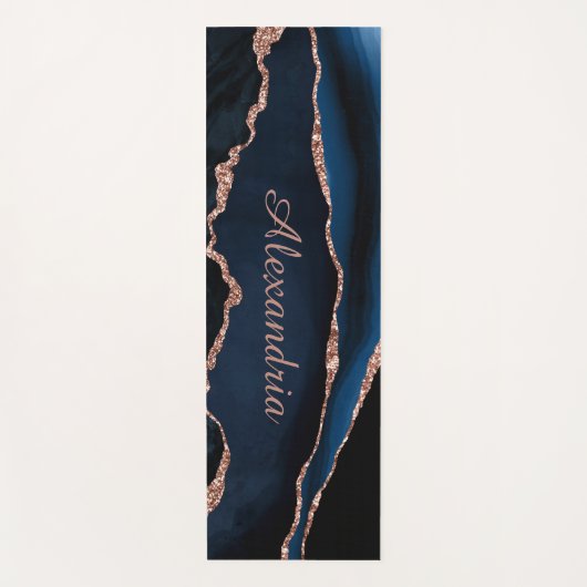 Navy Blue Agatre Custom Naam Yoga Mat (Voorkant)