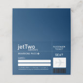 Navy Blue Airline Ticket Escort Place Card Plaatskaartje (Buitenkant ongevouwen)