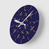 Navy Blue Airplanes Aviation Pilot Ronde Klok (Hoek)