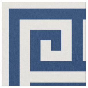 Navy Blue Alternating Square Greek Key Pattern Stof