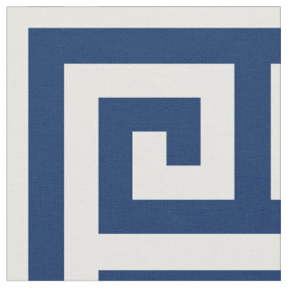 Navy Blue Alternating Square Greek Key Pattern Stof