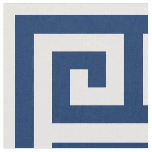 Navy Blue Alternating Square Greek Key Pattern Stof (Close Up)