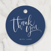 Navy Blue Altijd en altijd Script Weddenschap Bedankjes Labels (Achterkant)