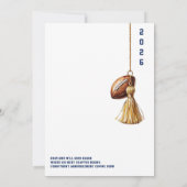 Navy Blue American Football Graduation Party Kaart (Achterkant)