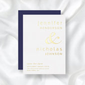 Navy Blue Ampersand Wedding Save the Date Gold Folie Uitnodiging