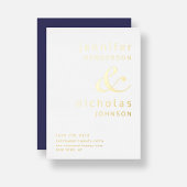 Navy Blue Ampersand Wedding Save the Date Gold Folie Uitnodiging