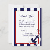Navy Blue Anchor 4x5 Flat Wedding Bedankt Kaart (Voorkant)