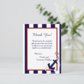 Navy Blue Anchor 4x5 Flat Wedding Bedankt Kaart (Staand voorkant)