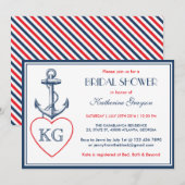 Navy Blue Anchor and Love Bridal Shower Invitation Kaart (Voorkant / Achterkant)