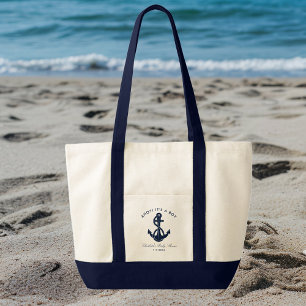 Navy Blue Anchor Baby shower gepersonaliseerd Tote Bag