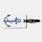 Navy Blue Anchor Bagagelabel (Voorkant horizontaal)