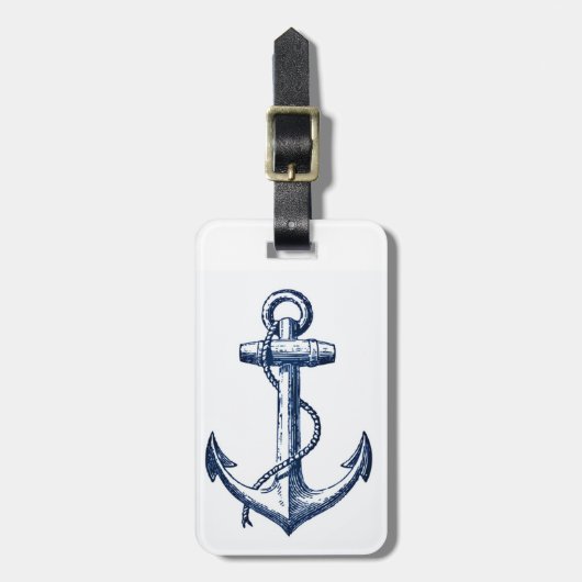 Navy Blue Anchor Bagagelabel (Voorkant verticaal)