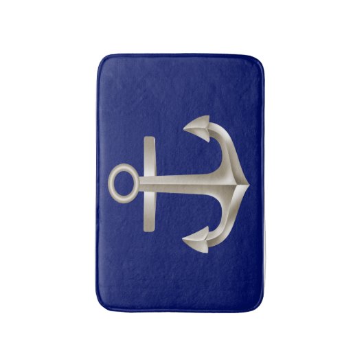 Navy Blue Anchor Bathmat Badmat (Voorkant Verticaal)