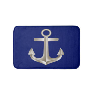 Navy Blue Anchor Bathmat Badmat