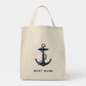 Navy Blue Anchor Boat Name Custom Tote Bag (Achterkant)
