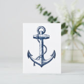 Navy Blue Anchor Briefkaart (Staand voorkant)