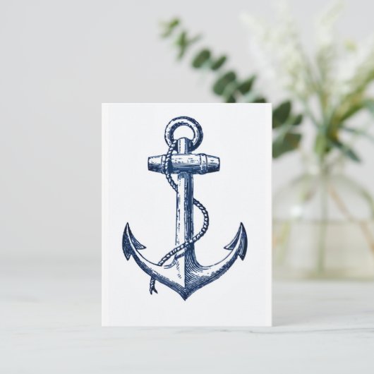 Navy Blue Anchor Briefkaart (Staand voorkant)