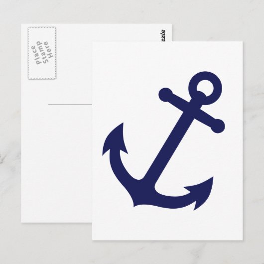 Navy Blue Anchor Briefkaart (Voorkant / Achterkant)
