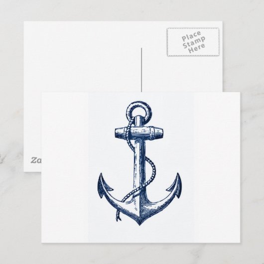 Navy Blue Anchor Briefkaart (Voorkant / Achterkant)