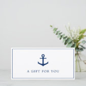 Navy Blue Anchor Business Gift Certificate (Staand voorkant)