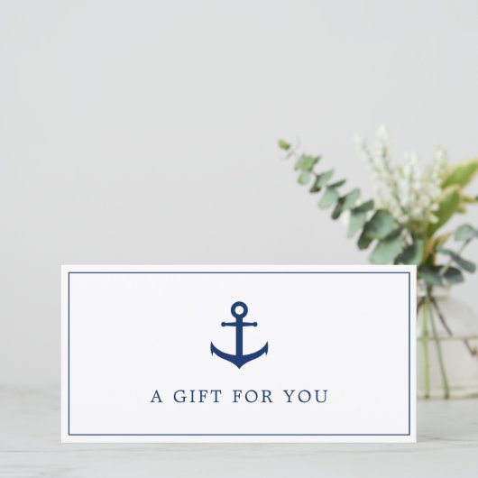 Navy Blue Anchor Business Gift Certificate (Staand voorkant)
