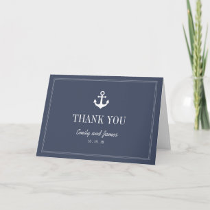 Navy Blue Anchor By The Sea Wedding Thank You Bedankkaart