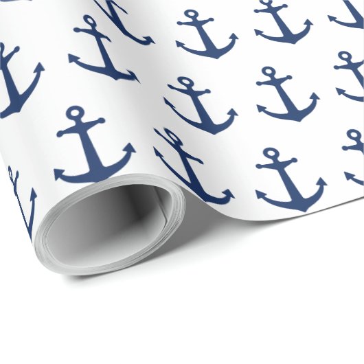 Navy Blue Anchor Cadeaupapier (Rol Hoek)
