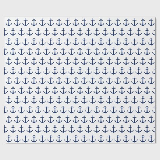 Navy Blue Anchor Cadeaupapier (Vlak)