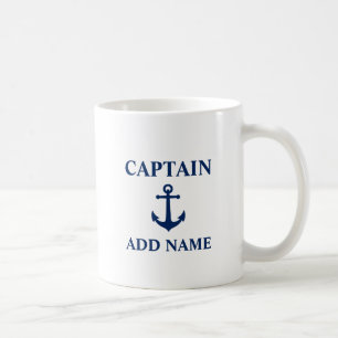 Navy Blue Anchor Captain Bootnaam toevoegen Koffiemok
