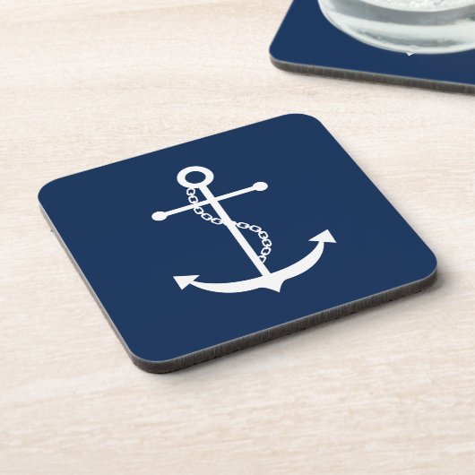 Navy Blue Anchor Drankjes Onderzetter (Linkerzijde)