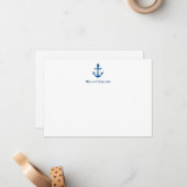 Navy Blue Anchor Flat Note-kaart Notitiekaartje (Voorkant / Achterkant in situ)