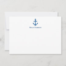 Navy Blue Anchor Flat Note-kaart