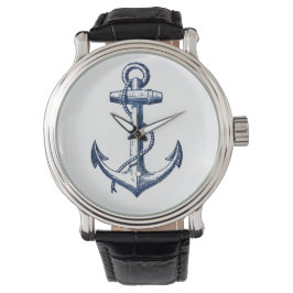Navy Blue Anchor Horloge