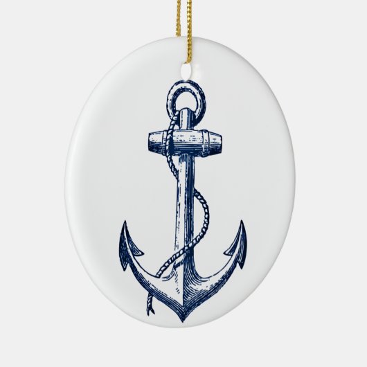Navy Blue Anchor Keramisch Ornament (Rechts)
