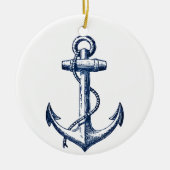 Navy Blue Anchor Keramisch Ornament (Voorkant)